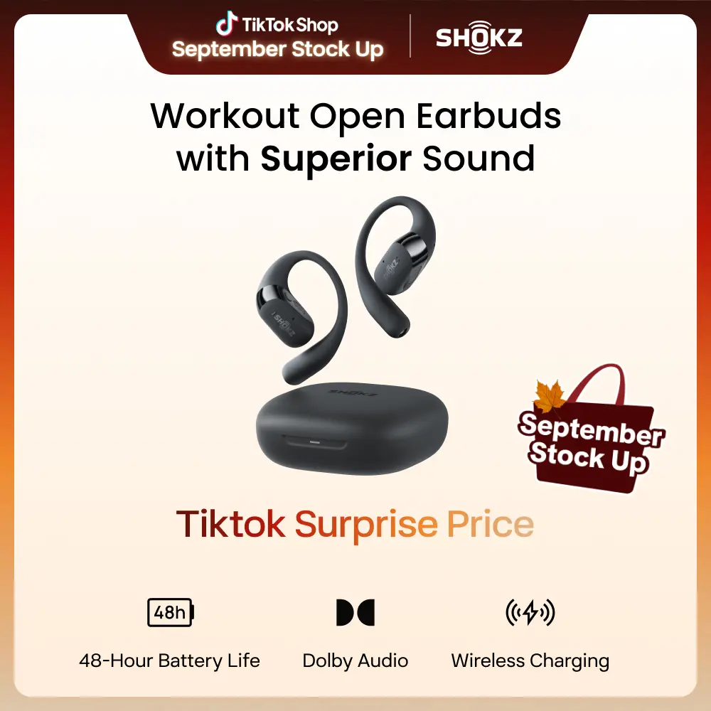 SHOKZ OpenFit 2+ Open-Ear Earbuds, Dolby Audio,Wireless Charging Dynamic Sound; Secure Fit and Soft Comfort；48H Playtime with fast charging; IP55 Water-Resistant; Gym/Outdoor/Home Leisure