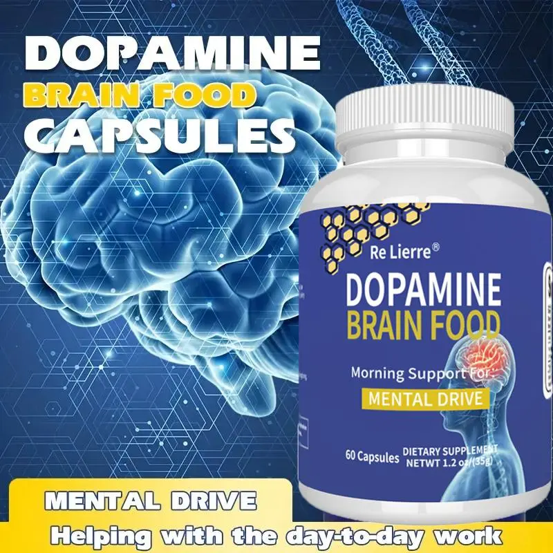 60 Capsules Dopamine Brain Nutritional Supplement - Dopamine & B Vitamins Complex Formula for Concentration Support, Morning Mental Drive & Focus - Allergen-Free Mental Clarity Supplement, Professional Packaging, Allergenfree Formula