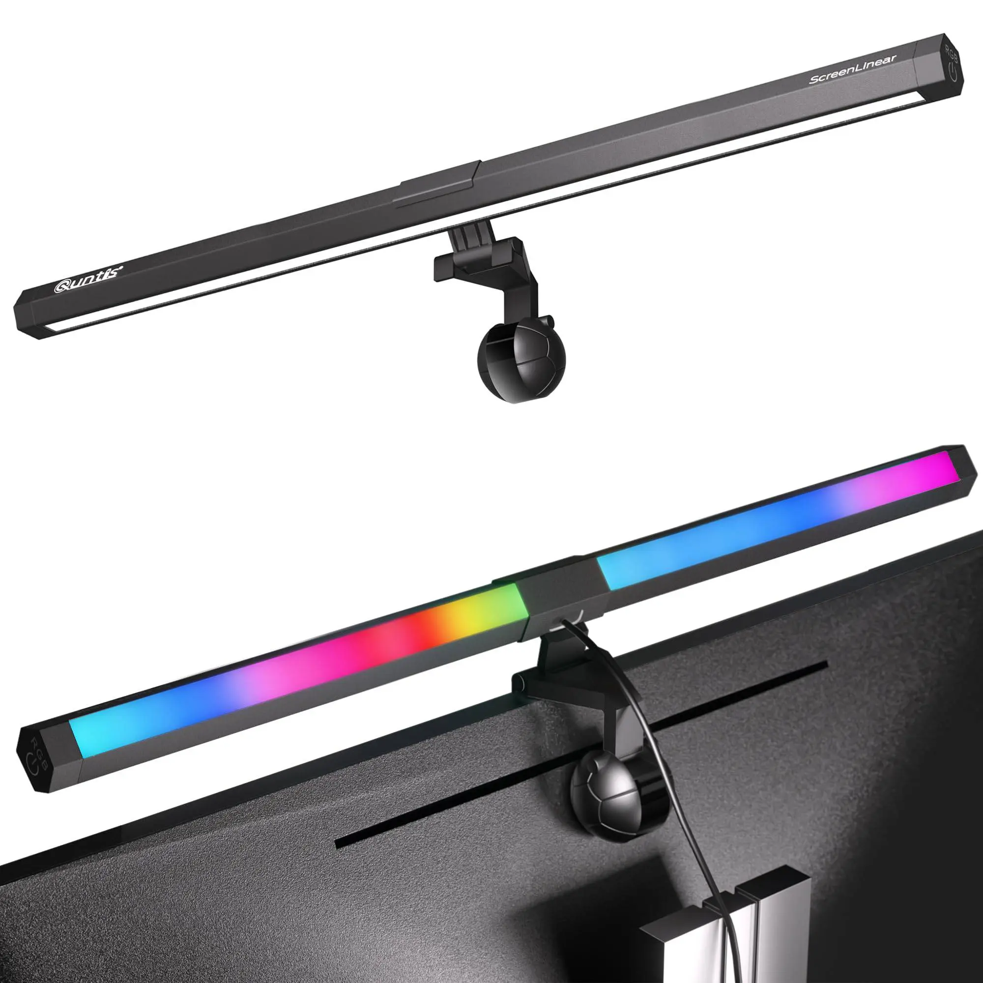[Upgrade] Quntis Computer Monitor Light RGB PRO Backlight Light Bar Gaming Office Desk Screenlinear Lamp, led bar MC211 (19.7Inch) Adjustable Brightness Dimmable Lighting