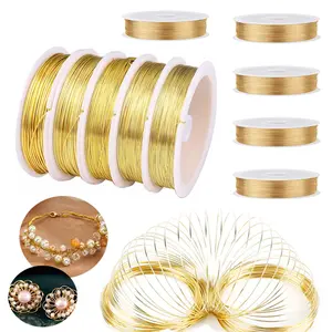 38AWG-26AWG Brass Copper Wire, 5 Rolls Bendable Metal Craft Wire for Jewelry Making, Floral Skeleton, Model Sculpting, Plumbing, Electrical Connections & Plant Gardening