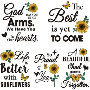 5 Pieces Bible Verse Inspirational Wall Stickers Sunflowers and Butterflies Vinyl Wall Decal Motivational for Living Room Bedroom Office Home Decor