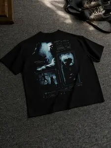 Cyberpunk Style Short Sleeve T-Shirt, Loose Fit Shoulder Drop, Soft Comfortable, Blade Runner Print, Unisex Casual Top, All Seasons