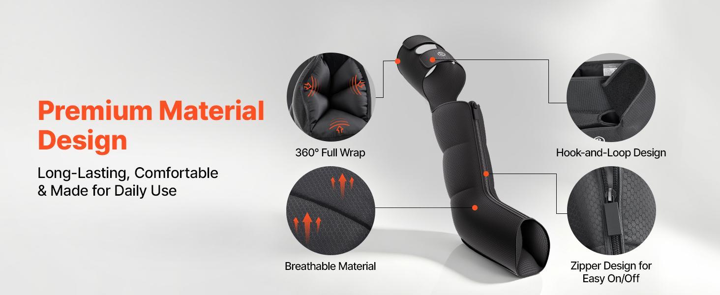 【BackToSchool】VEVOR Leg Compression Massager 9 Intensities Air Compression Leg Massager, For Daily Relaxation, 6 Massage Modes, 3 Heat Settings, Auto Shut-Off Timer, Adjustable Fit, with Storage Bag and Adapter