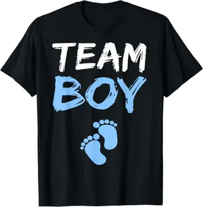 100% Cotton Team Boy Gender Reveal Baby Shower Shirt T-Shirt