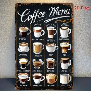 1pc 2D Plane Retro Coffee Dish Metal Wall Hanging - Hanging Room Decor Inspirational, Decorative Wall Hanging, Suitable for Home, Bar, Coffee Shop, School, Library - Indoor and Outdoor Wall Hanging Decoration, Multi-purpose Holiday Party Gift, Coffee Bar