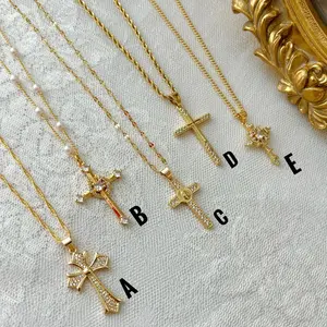 Two-piece set DIY Pendant, Chain , Minimalist Rose ,Valentine's Day gift religious jewelry，thanos cross necklace Stainless Steel Jewellery