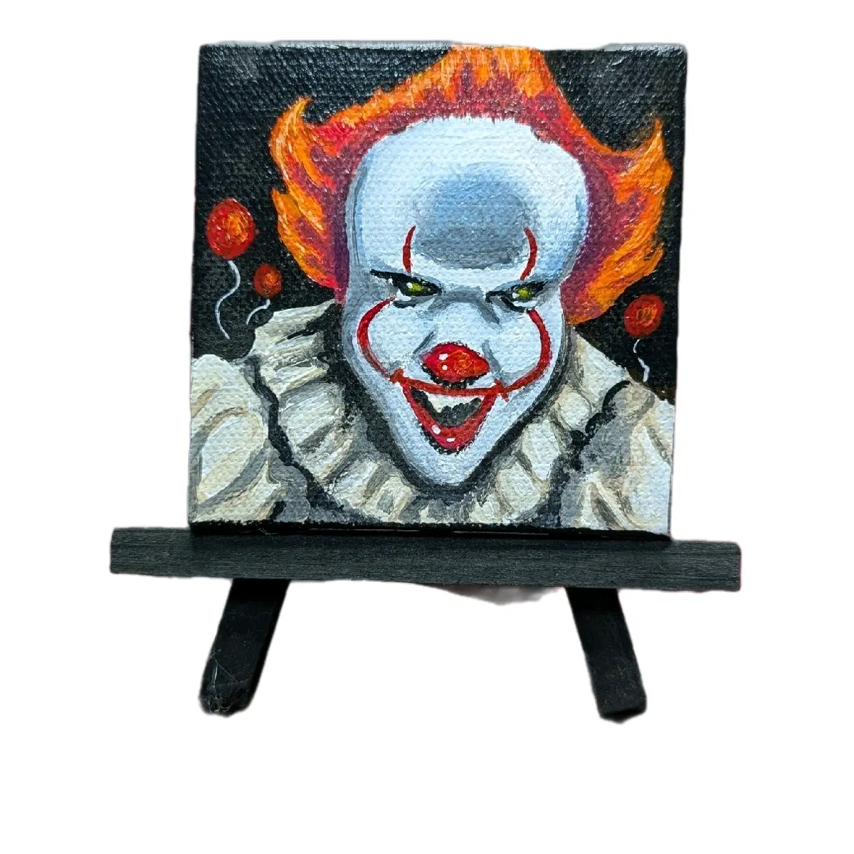 Pennywise IT Mini Canvas Painting with Easel - Perfect for Your Desk