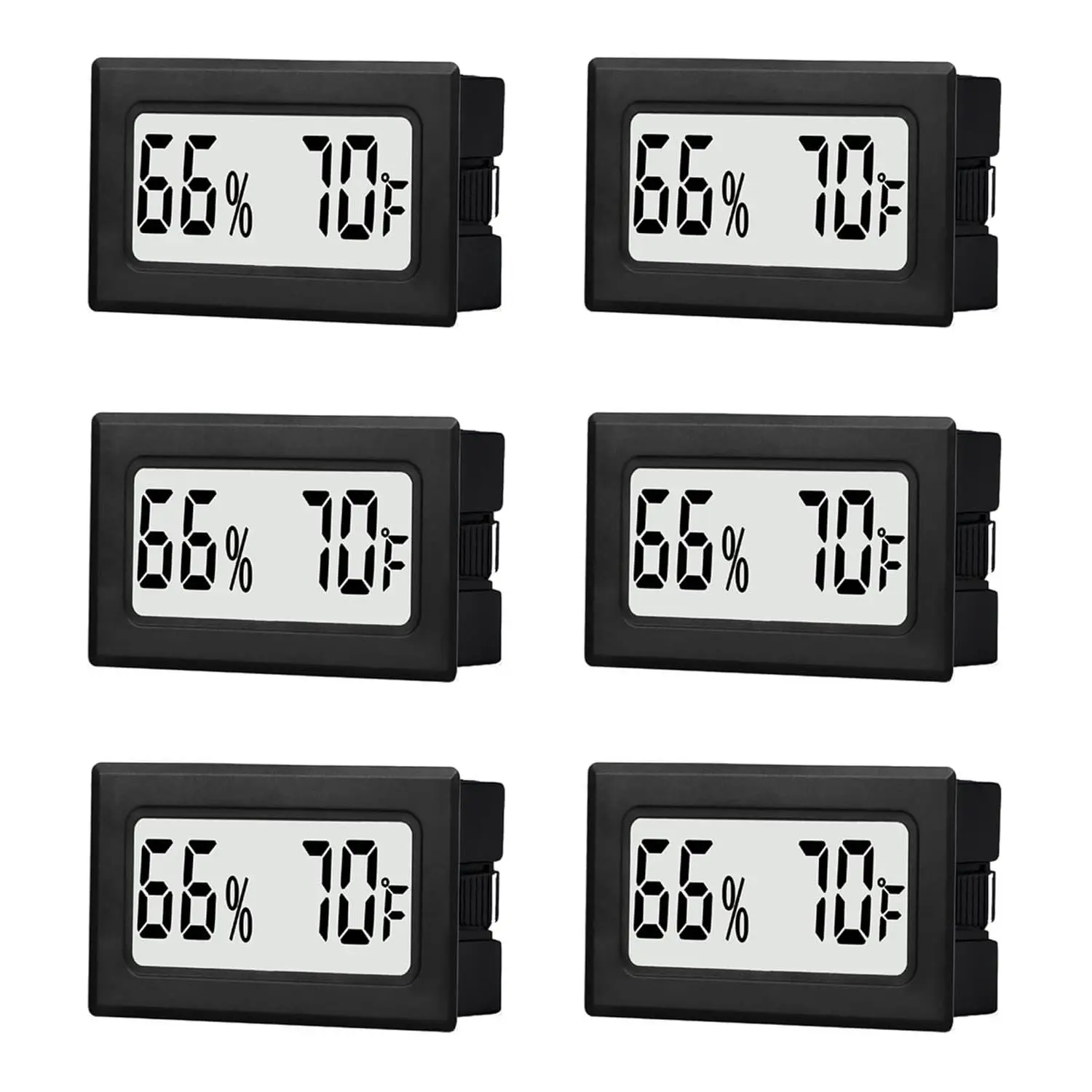6 Pack Mini Small Digital Hygrometer Thermometer Indoor Temperature and Humidity Meter Gauge with Temp Humidity Sensor  Fahrenheit (?) for Jars,,Room