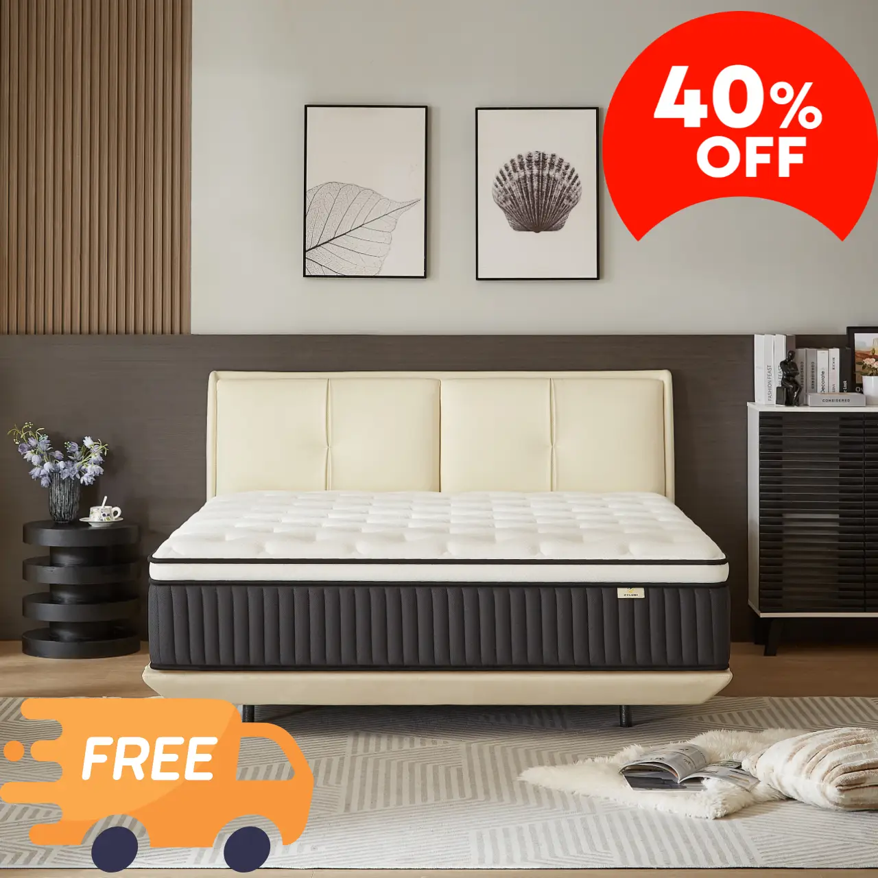 【ZYLUMI】 Hybrid Mattress in a Box, 10/12/14 Inch King Size, Memory Foam & Pocket Springs, Medium Firm, Pressure Relief, Cooling Comfort, CertiPUR-US &