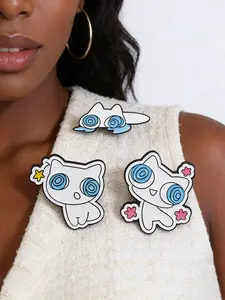 Creature Enamel Pins Dancing Cat Brooches, Flower Brooch Pin Mental Health Care Badges Cute Animal Cartoon Jewelry Gift for Friends