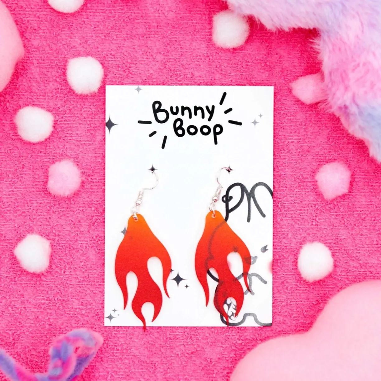 BUNNYBOOP Y2K Flame Earrings - Cute Acrylic Aesthetic Jewelry for Women halloween clay teacher