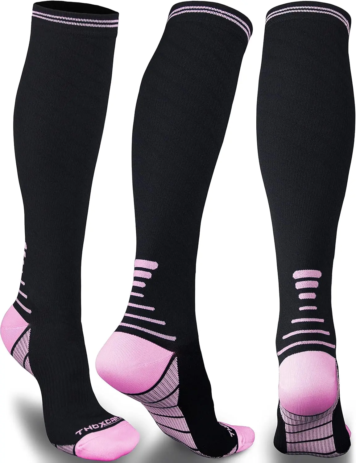 Unisex Knee-High Sports Compression Socks, 20-30 mmHg Circulation Support, Travel Sports & Medical Swelling Relief (1 or 2 Pair)