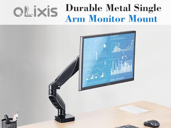 Adjustable Gas Spring Monitor Arm Stand with Swivel VESA Bracket, Height Adjustment, and Clamp/Grommet Base