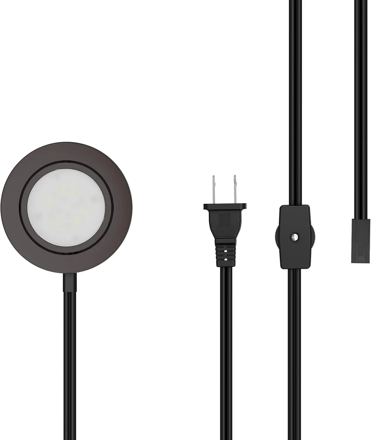LED Puck Lights, 2.75" Metal ng, Wall-Dimmer Compatible, 2700K Warm White, Brone Finish, Plug-in or Hardwired, ETL Listed, IN-0107-1S-B-27