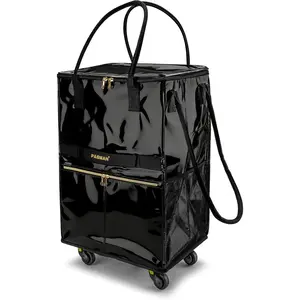 Reusable Grocery Bag 5 Wheels Foldable Rolling Tote Bag with Handle and Zipper Cover Heavy Duty Shopping Cart for Laundry Market Travel Black2 Medium 67L
