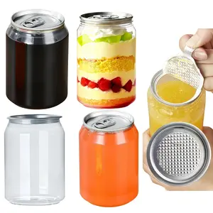 Disposable Juice Bottles 200 Pack, 8.4oz Plastic Cups with Lids, Sealable Containers for Boba Milk Tea & Smoothies, Compatible with Can Sealing Machine