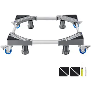VEVOR Mini Fridge Stand, 27.5 to 35.4 Universal Mobile Base with 4 Strong Feet, 4 Locking Swivel Wheels, Adjustable Furniture Mover Mobile Base for Washing Machine, Refrigerator, Washer and DryerVEVOR Super Brand Day