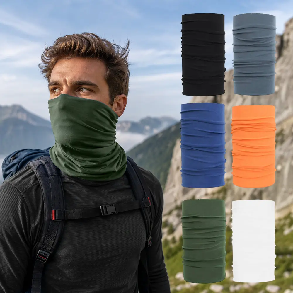 6-Pack EcoStretch UPF 50 Neck Gaiter - Adult Breathable Sun Mask, Quick-Dry Seamless Stretch Tube Scarf, Versatile Outdoor Activities Headwear for Fishing, Hiking, Quick-Dry Tube Scarf