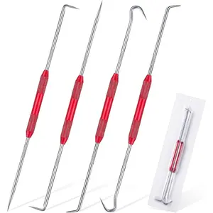 4 count Hook and Pick Set Double Pointed Scribe  Auto Oil Metal Pick O Ring Seal Puller Hooked Scriber Marking Tools for Carpenter Machinists Technicians, 9.06 Inches