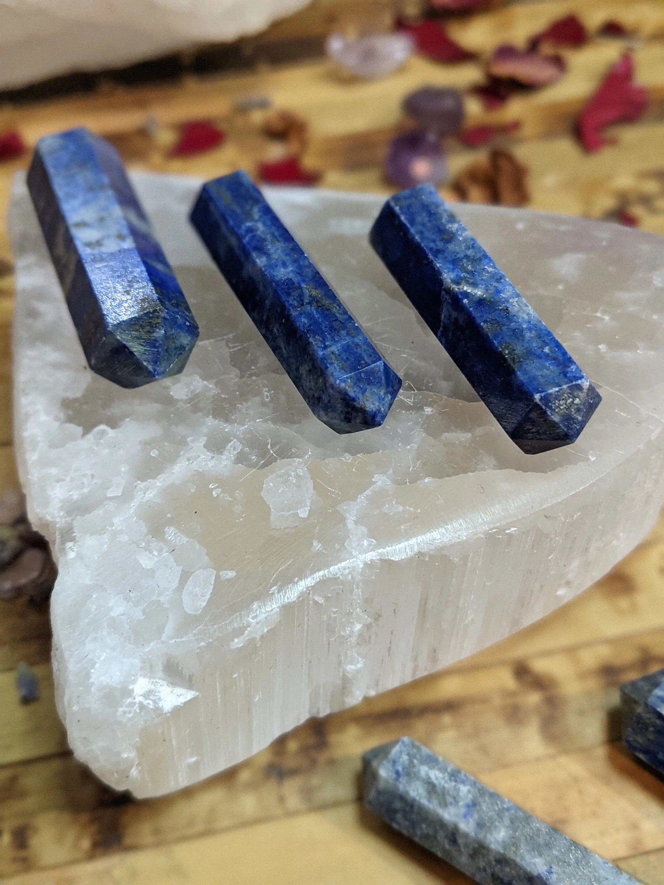 Lapis Lazuli Double Terminated Points Natural Stone Wand Healing Crystals Polished Generator Mineral Specimen Acupressure DT Small Pocket