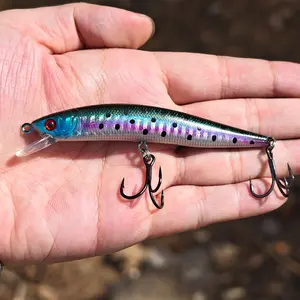Artificial Fishing Lure,Hard Plastic Freshwater Lure, Laser Reflective, Floating Minnow Shape (long Cast), Ideal for Large Mouth Bass, Tilapia, Catfish