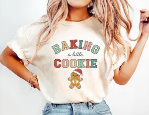 Comfort colors Growing A Little Cookie Shirt Maternity Christmas Shirt Christmas Pregnancy Announcement Shirt Funny Baby Reveal New Mom Gift New CF Baking A Little Cookie