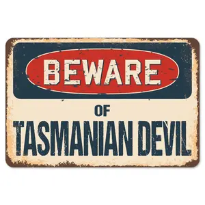 SignMission  Beware of Tasmanian Devil Rustic Sign