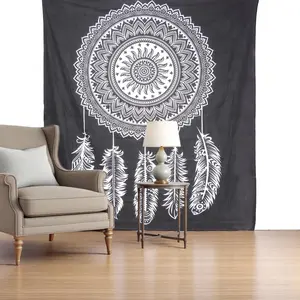 360 stand Large Rectangle Bohemian Handmade Black & White Abstract Cotton Hanging Tapestry (92x84 in) - 360-Degree Stand Home Goods Home Textile Wall Mural, Indoor/Outdoor Decor for Room, Kitchen Table, Tapestry Wall Mural