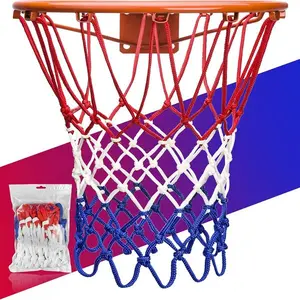 Heavy-Duty Basketball Net Replacement – 12-Loop All-Weather Anti-Whip Net for Indoor & Outdoor Standard Rims (Red/White/Blue)
