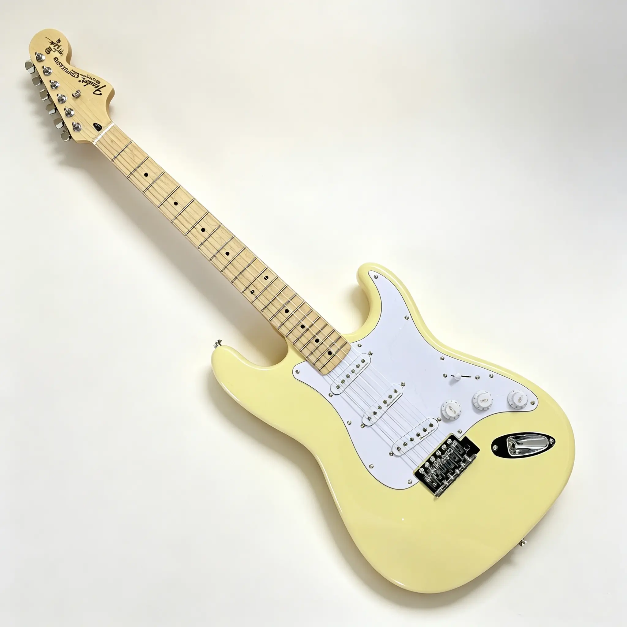 ST electric guitar - buttery yellow color, maple body, maple fretboard and neck, SSS pickup, chrome hardware 21frets