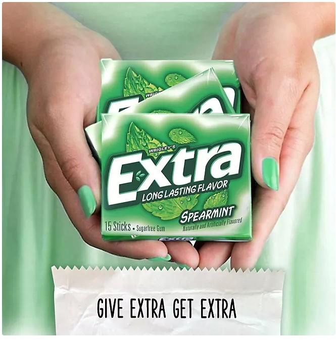 Spearmint Extra Sugar Free Chewing Gum Bulk Pack 15 pcs., 10 Pack Snack Bubblegum Natural Artificial Chewy