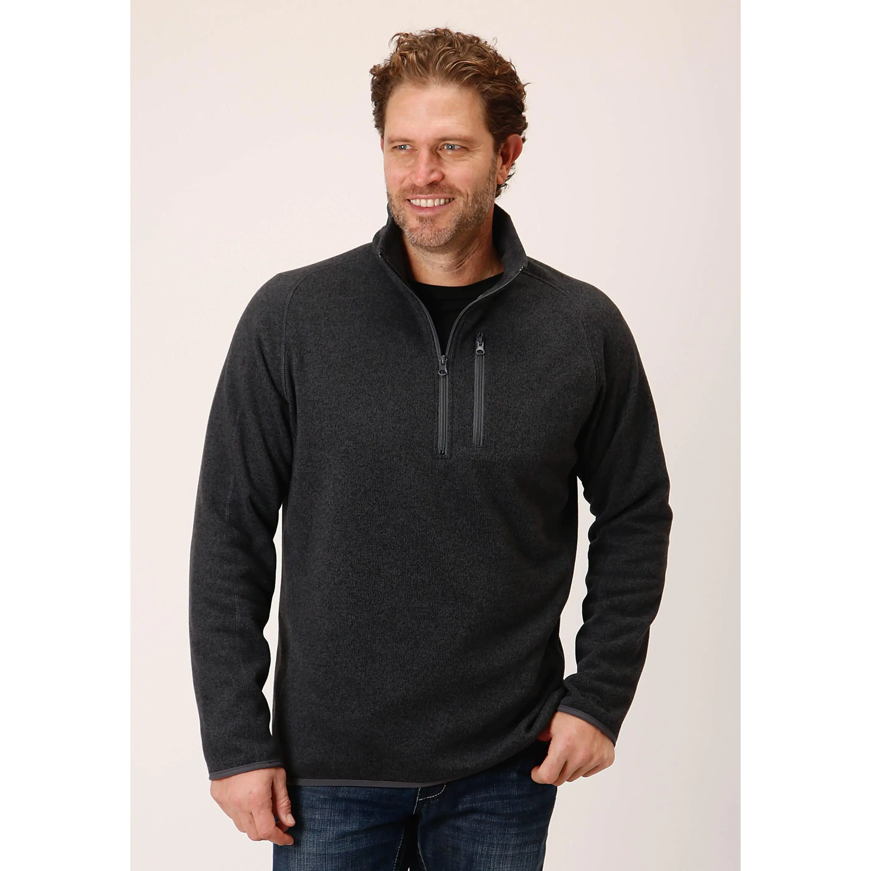 Men's Stetson Grey Quarter Zip Western Sweater Men's Stetson Grey Quarter Zip Western Sweater