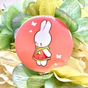 Limited Edition Watermelon Bunny Button Pin