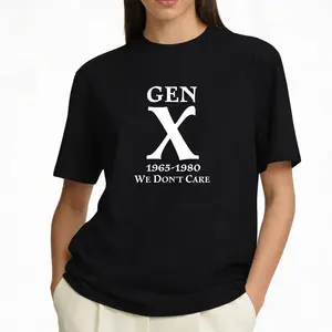 Gen X 1965-1980 We Don't Care T-Shirt Funny Generation X Graphic Tee Retro Casual Top