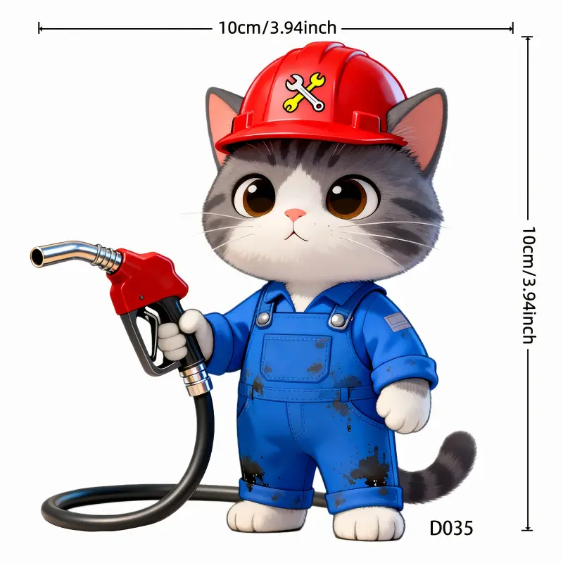 Car Sticker Fuel Tank Decal Blue Kitten Gas Up PVC Self-adhesive Removable Waterproof Car Decoration Automotive Decals Car Decals