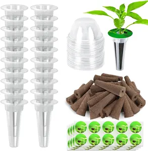 Garden Seed Pods, 48pcs Hydroponic Pods Kit:Grow Anything Kit with 12 Grow Baskets,12 Grow Sponges, 12 Pod Labels,12 Grow Domes