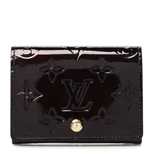 Pre-owned Louis Vuitton Patent Leather Clutches & Wristlets Vernis Business Card Holder Amarante 4000011548160