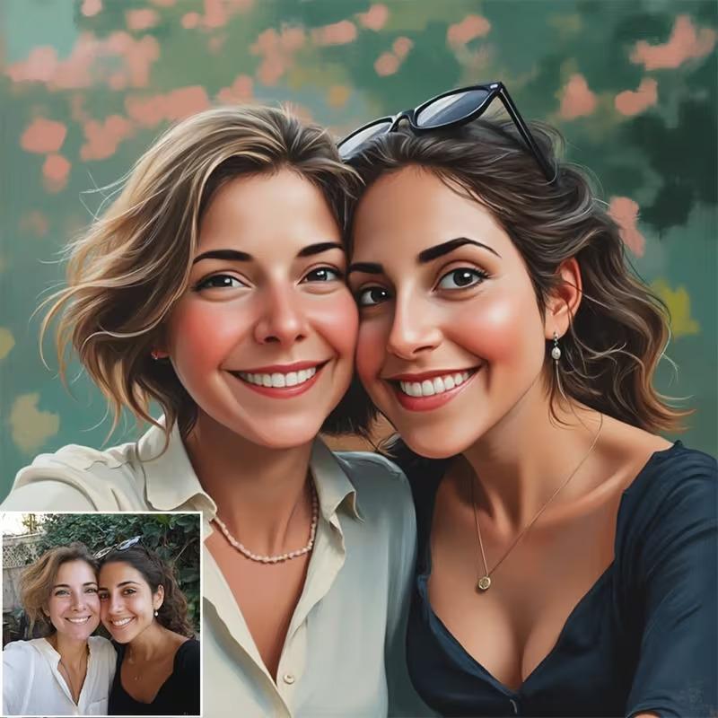 2D Flat, Custom Comic Style Photo Canvas - Personalized Family Portrait with Your Photos, Anime/ Manga-Style Face & Hair - Durable Framed Wall Art for Home, Office, /s - Unique Birthday/Anniversary/Christmas Gift (/Outdoor Use)