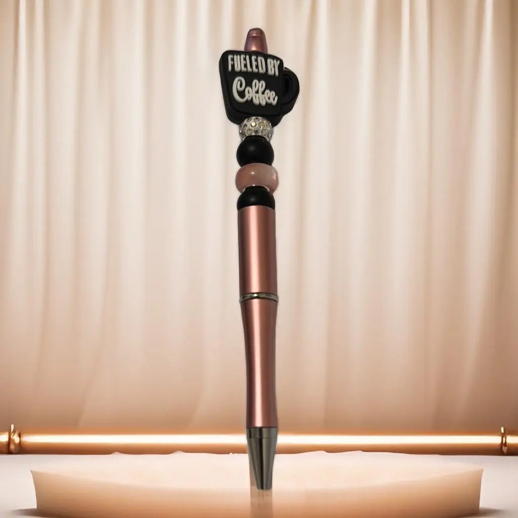 Fueled by Coffee Rose Gold Pen – Chic & Motivational