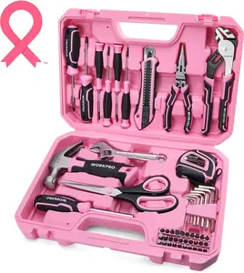 WORKPRO 52-Piece Pink Tool Set for Home | Household Lady Tool Kit with Storage Toolbox Case | Perfect Gift Choice for Women & DIY Home Maintenance