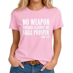 Plus-Size Milk Silk T-Shirt for Women – Inspirational Psalm 54:17 Quote, High-Elasticity Comfortable Fit