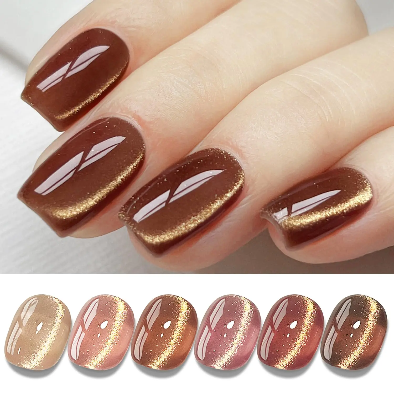 Eye Gel Polish Set Shimmer Glitter with Magnet Holographic Reflective Magnetic UV Nail Art Kit