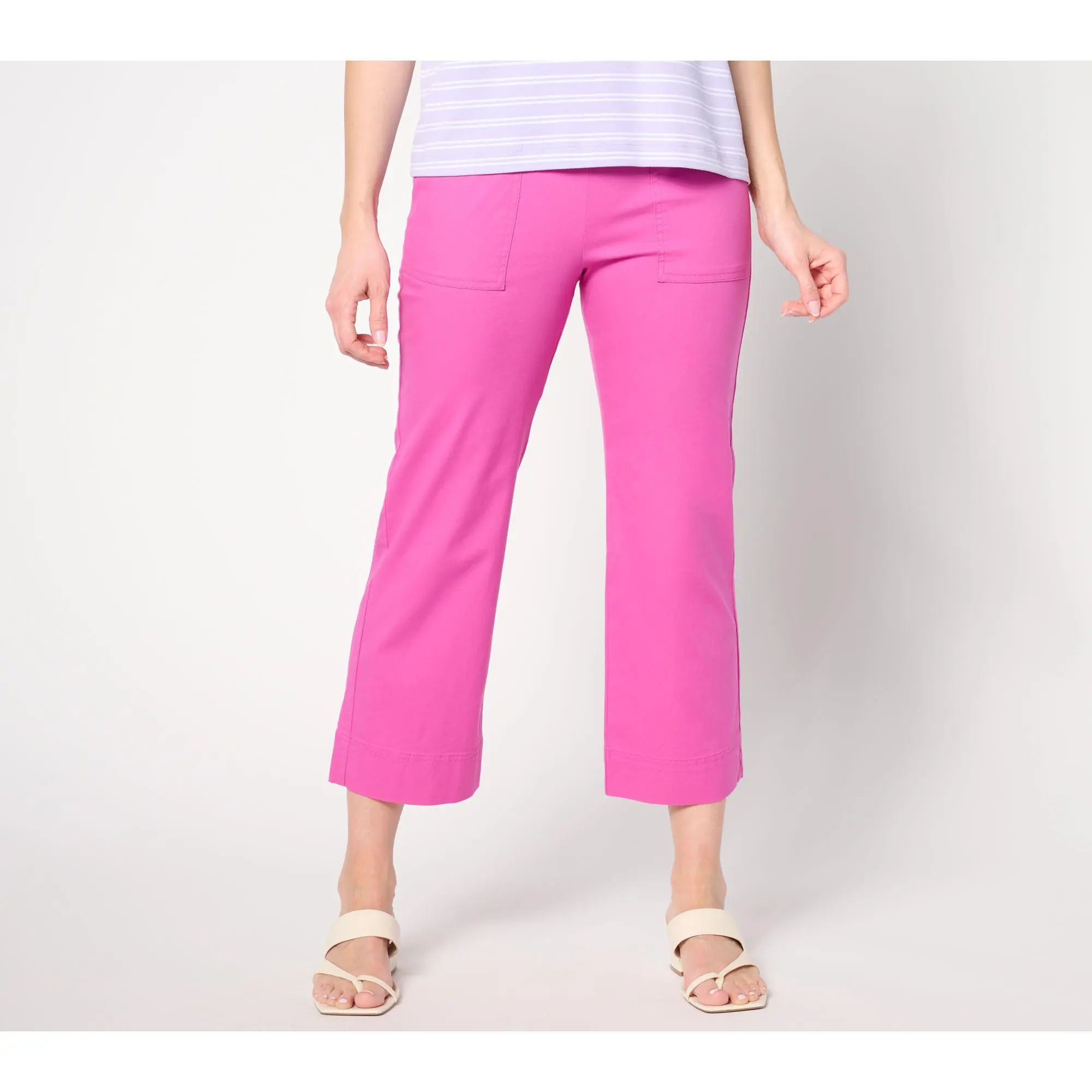 Isaac Mizrahi Live! Tall Brushed Sateen Straight Crop Pants