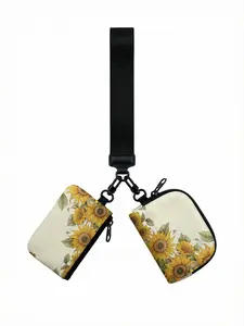 1pc Sunflower 2D Print 2-Piece Wristlet Bag Set, Detachable & Lightweight | For Students & Office Ladies, Perfect Daily Carry