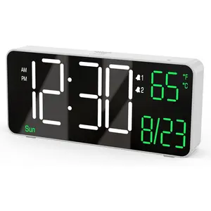 Digital  Clock,6.7in Small Digital Clock for Bedroom,Auto Dimming,Date,Week,Seconds or Indoor Temperature,LED Desk Clocks for Living Room,  Clocks for Bedrooms