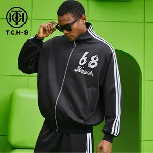 TCH—Light Luxury，Unisex Outfit, New Arrival Rhinestone Design Black Zip Up Jacket Casual Long Sleeve
