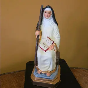 STA. Monica Statue - Handcrafted Religious Figurine with Book and Staff - Ideal for Home Decor and Devotional Use