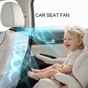 Car Seat Fan for baby  USB Plug in Dual Turbo High Wind Power Car Interior Rear Pillow Car Fan with Independent Switch & Adjustable Air Outlet for Personalized Comfort