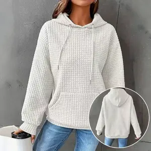 Waffle - patterned sweatshirt Hoodie Pullover Womens Oversized Hoodies Sweatshirts Casual Unisex Vintage Loose Fit Winter Long Sleeve Comfy Jacket Fall Tops Shirt
