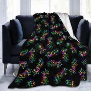 Colorful Tropical Pineapple Throw Blanket Gifts Soft Warm Fleece Blankets for Bed Chair  Sofa Couch Bedroom 60"X50"